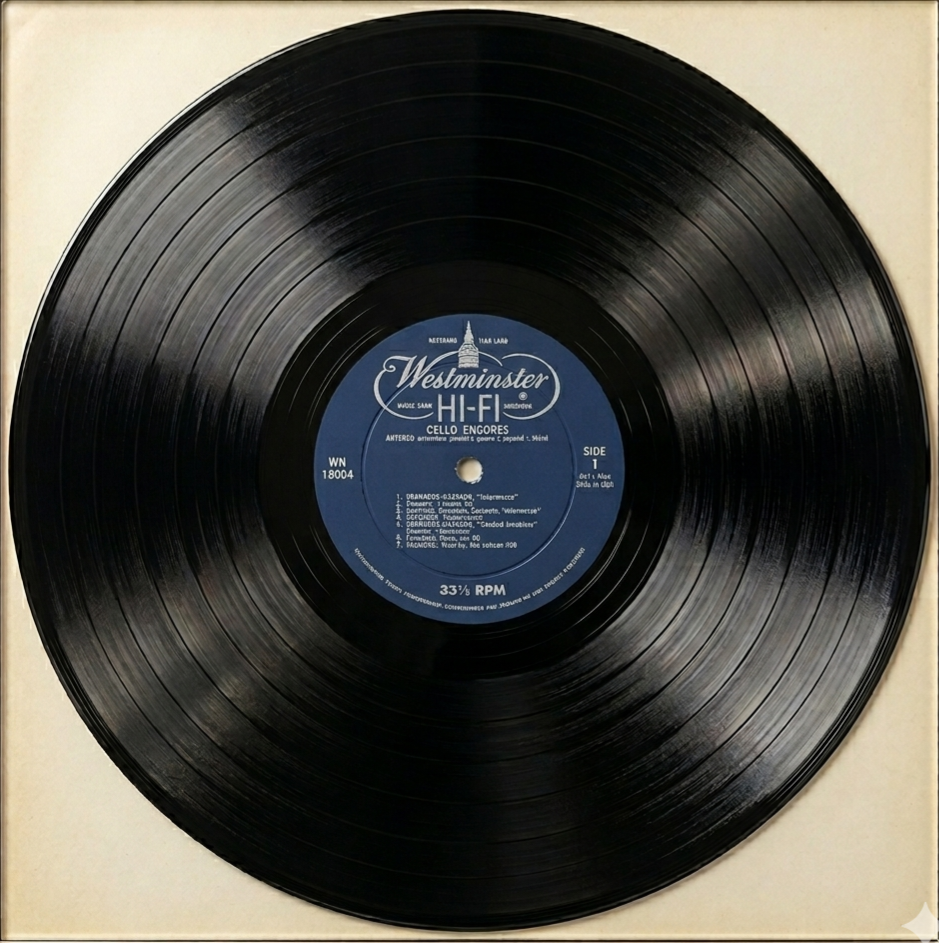 Cello Encores (Piezas de Bis para Violonchelo) Antonio Janigro..Eugenio Bagnoli-Piano 1a Edición LP VG+ 1950 USA