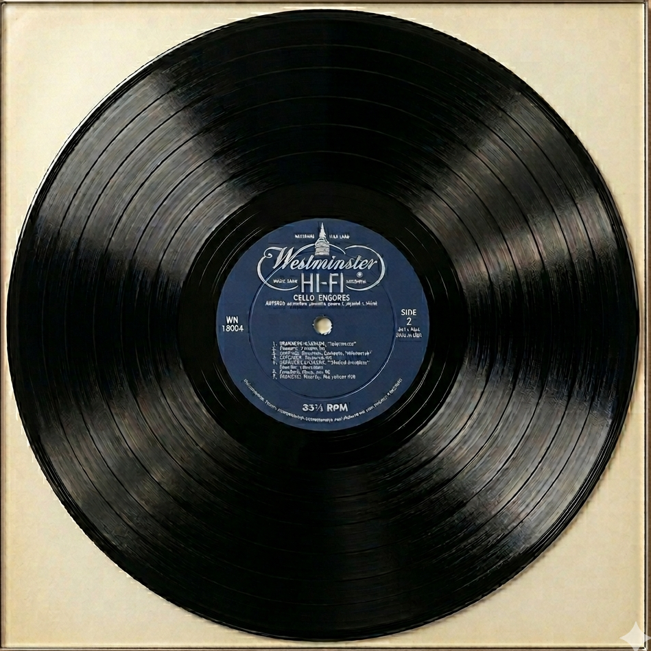 Cello Encores (Piezas de Bis para Violonchelo) Antonio Janigro..Eugenio Bagnoli-Piano 1a Edición LP VG+ 1950 USA