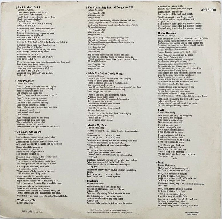 The Beatles - Álbum Blanco V.I Apple 2001 LP 1969 Chile VG