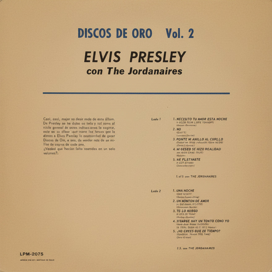 Elvis Presley Con The Jordanaires – 50,000,000 Elvis Fans Can't Be Wrong (Elvis' Gold Records, Vol. 2) VG+ MONO LP 1965 Chile