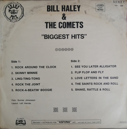 Bill Haley & The Comets - Biggest Hits  LP MONO/ESTÉREO VG+ 1972 Chile