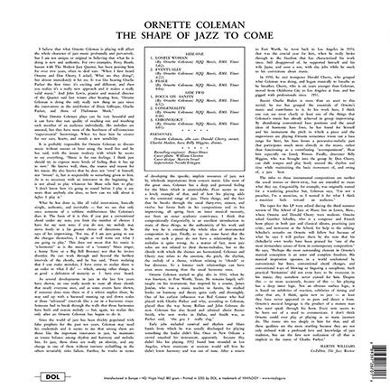 Ornette Coleman - The Shape of Jazz to Come LP Vinilo 180gr