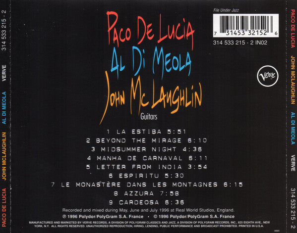 Paco De Lucía, Al Di Meola, John McLaughlin – The Guitar Trio