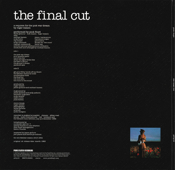 Pink Floyd - The Final Cut LP gatefold Vinilo