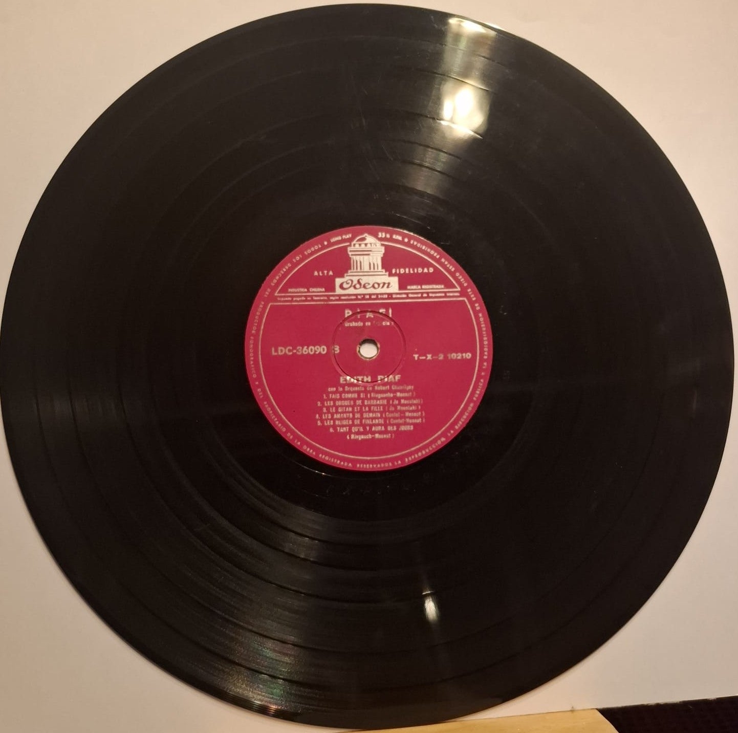 Edith Piaf - Canciones por la inimitable Edith Piaf LP VG+ 1960 Chileno