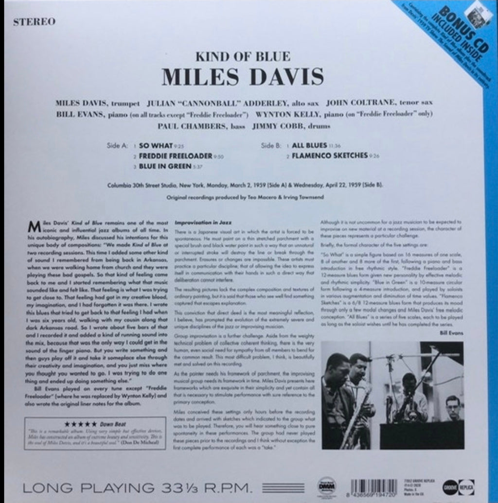 Miles Davis - Kind of Blue LP Vinilo + CD Digipack