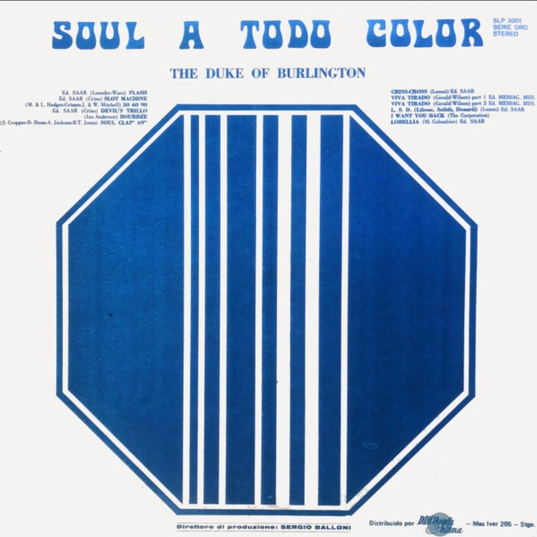The Duke of Burlington (Mario Cavallero) - Soul a todo color LP Vinilo VG+/VG+ 1973 Chile SLP 3001