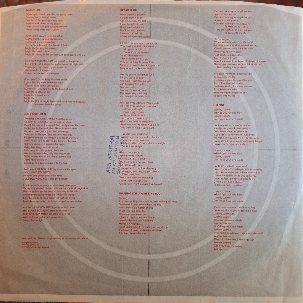 Foreigner - 4 LP VG+ 1981 Alemán