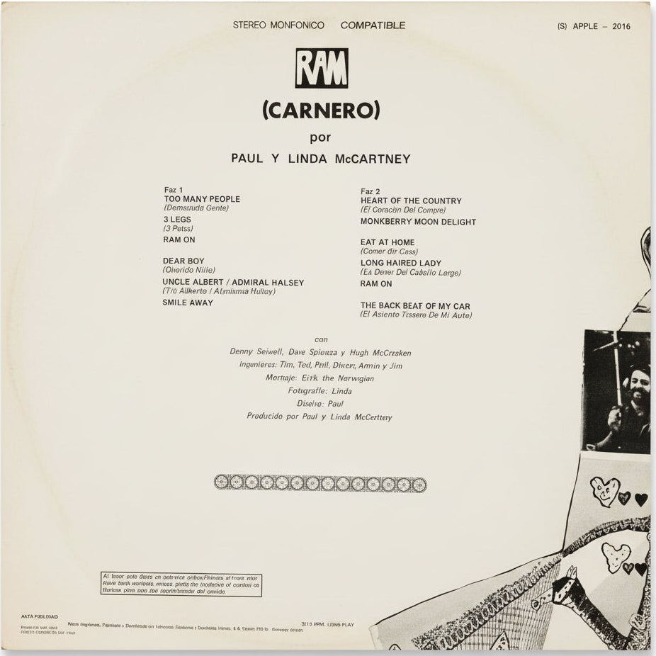 Paul & Linda McCartney - RAM (Carnero) LP  VG+ 1971 Chileno